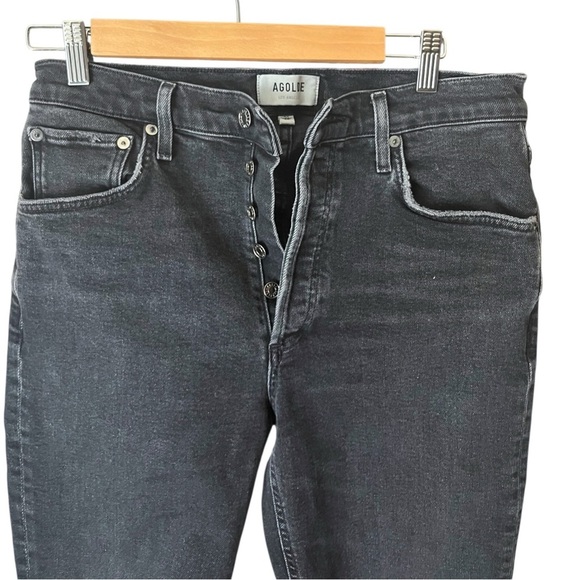 AGOLDE Riley Size 29 Washed Black High Rise Straight Crop Jeans - Picture 2 of 8